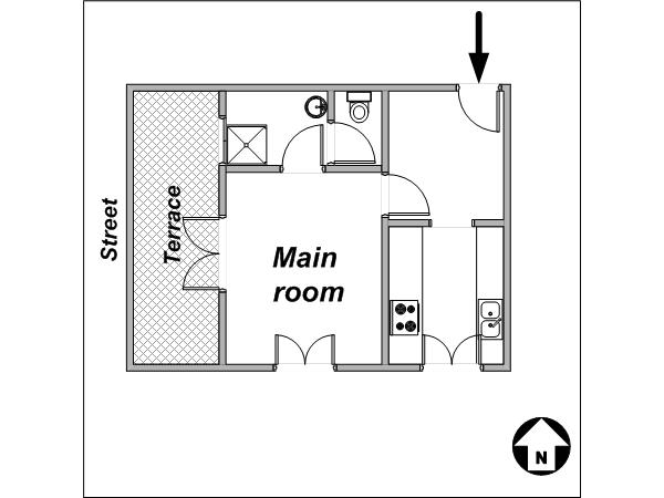 Paris Studio/T1 appartements location vacances - plan schématique Paris Studio/T1 appartements location vacances - plan schématique