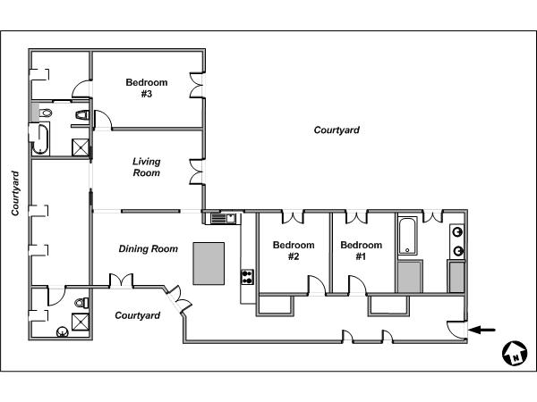 Paris 3 Bedroom accommodation - layout Paris 3 Bedroom accommodation - layout