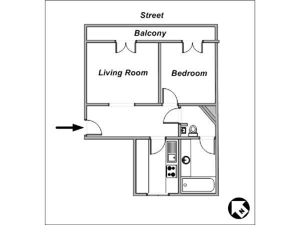 Paris 1 Bedroom accommodation - layout (PA-3767) Paris 1 Bedroom accommodation - layout (PA-3767)