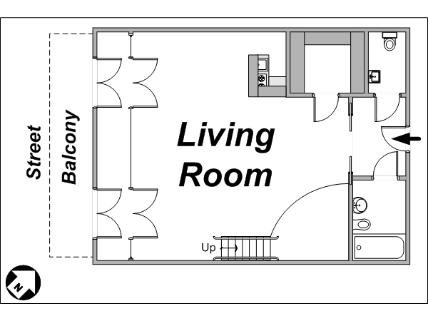 Paris Studio mit Alkoven - Loft ferienwohnung - layout Paris Studio mit Alkoven - Loft ferienwohnung - layout