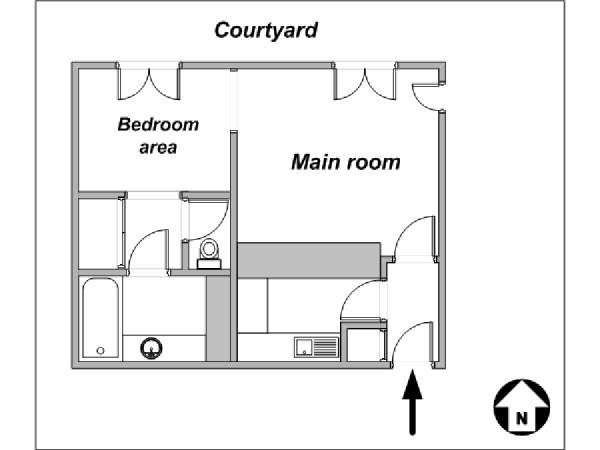 Paris Alcove Studio/T1 logements location appartements - plan schématique (PA-3775) Paris Alcove Studio/T1 logements location appartements - plan schématique (PA-3775)
