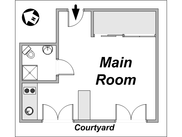 Paris Studio/T1 appartements location vacances - plan schématique Paris Studio/T1 appartements location vacances - plan schématique
