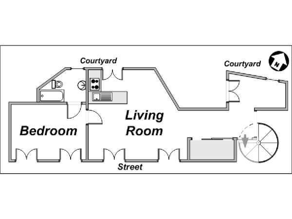 Paris 1 Bedroom accommodation - layout (PA-3780) Paris 1 Bedroom accommodation - layout (PA-3780)