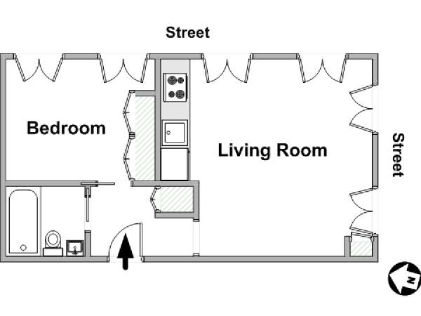 Paris 1 Bedroom apartment - apartment layout  (PA-3783)