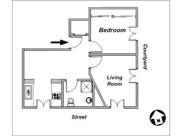 Paris 1 Bedroom apartment - apartment layout  (PA-3784)