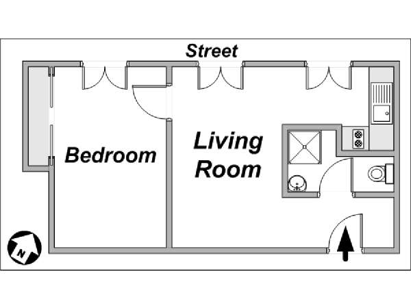 Par&iacute;s 1 Dormitorio apartamento - esquema 