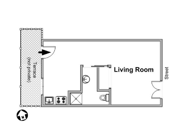 Paris Studio apartment - apartment layout  (PA-3786)
