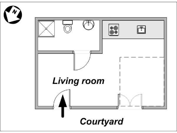 Paris Studio apartment - apartment layout  (PA-3794)