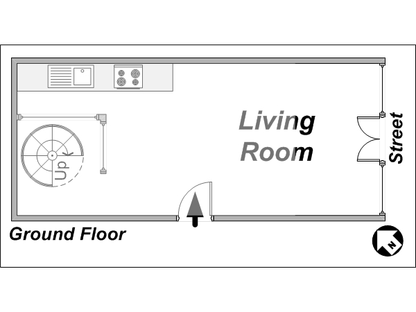 Parigi Monolocale - Triplex appartamento casa vacanze - layout 1