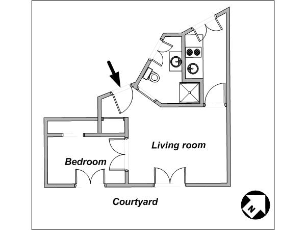 Paris 1 Bedroom apartment - layout 