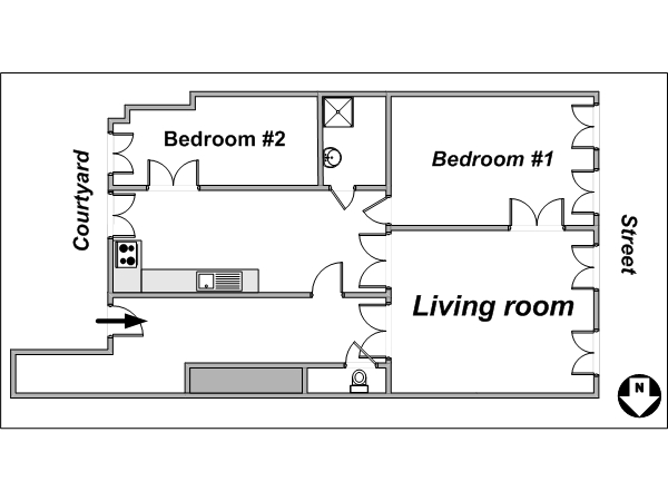 Paris 2 Bedroom apartment - layout (PA-3798) Paris 2 Bedroom apartment - layout (PA-3798)