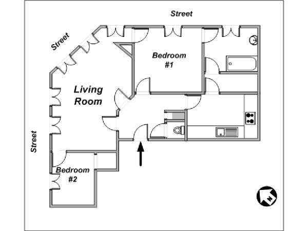 Paris 2 Bedroom apartment - layout (PA-3799) Paris 2 Bedroom apartment - layout (PA-3799)