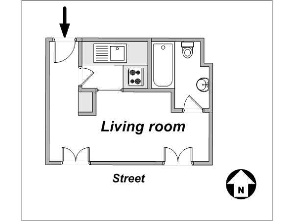 Paris Studio/T1 appartements location vacances - plan schématique Paris Studio/T1 appartements location vacances - plan schématique