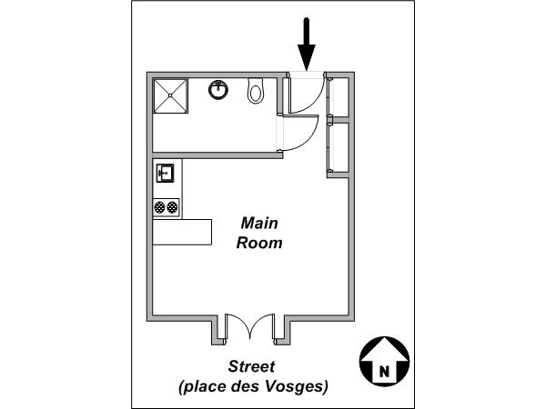 Paris Studio apartment - layout  (PA-3806)