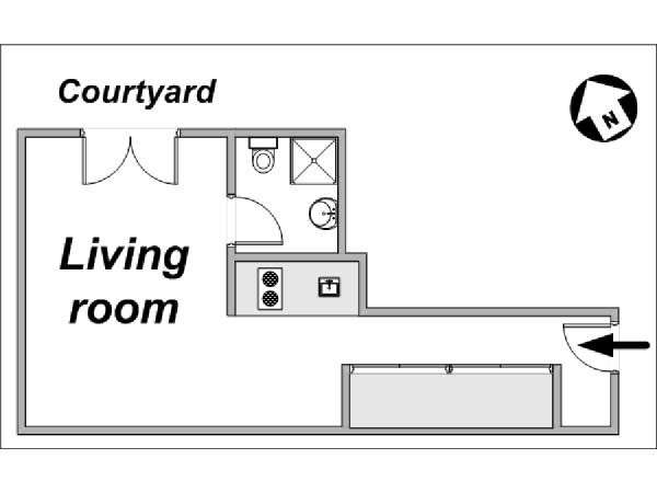 Paris Studio apartment - apartment layout  (PA-3810)