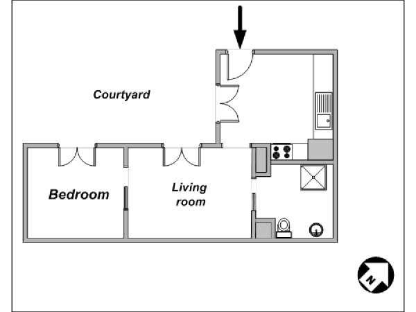 Par&iacute;s 1 Dormitorio apartamento - esquema  (PA-3816)