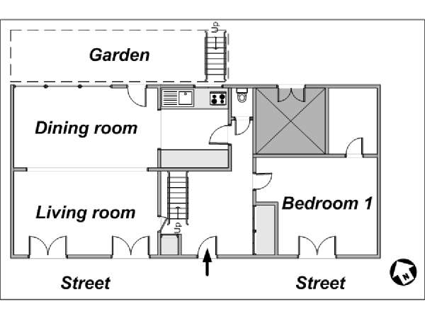 Parigi 4 Camere da letto appartamento - piantina approssimativa dell' appartamento 1 (PA-3818)