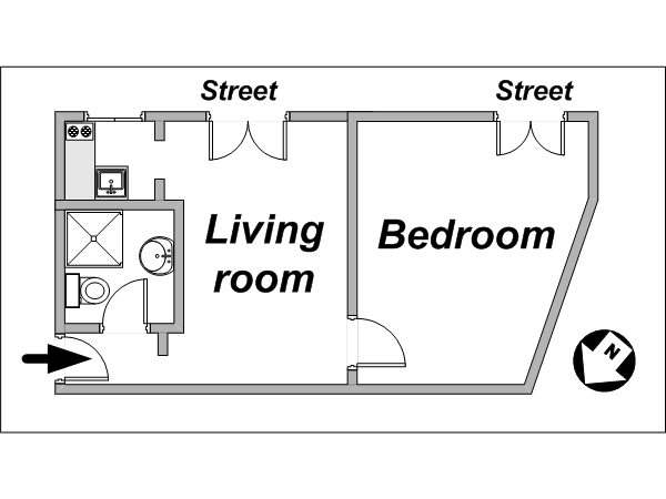 Parigi 1 Camera appartamento - layout  (PA-3822)