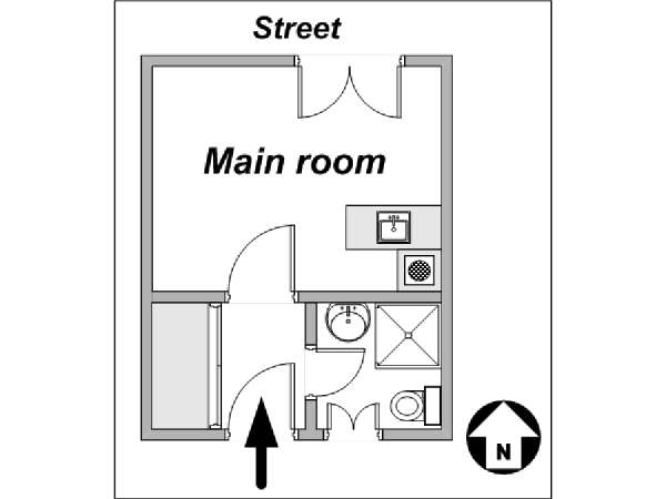 Paris Studio/T1 logements location appartements - plan schématique (PA-3823) Paris Studio/T1 logements location appartements - plan schématique (PA-3823)