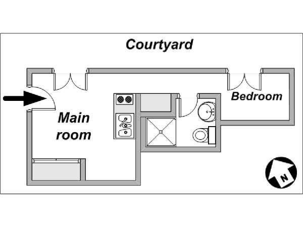 Paris Alcove Studio/T1 appartements location vacances - plan schématique (PA-3824) Paris Alcove Studio/T1 appartements location vacances - plan schématique (PA-3824)