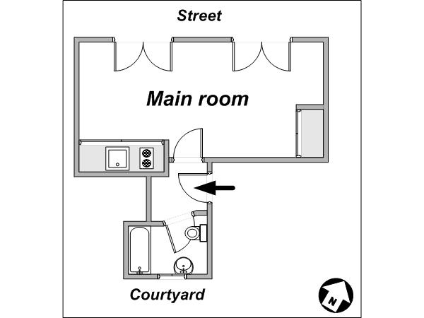 Paris Studio/T1 logements location appartements - plan schématique (PA-3826) Paris Studio/T1 logements location appartements - plan schématique (PA-3826)