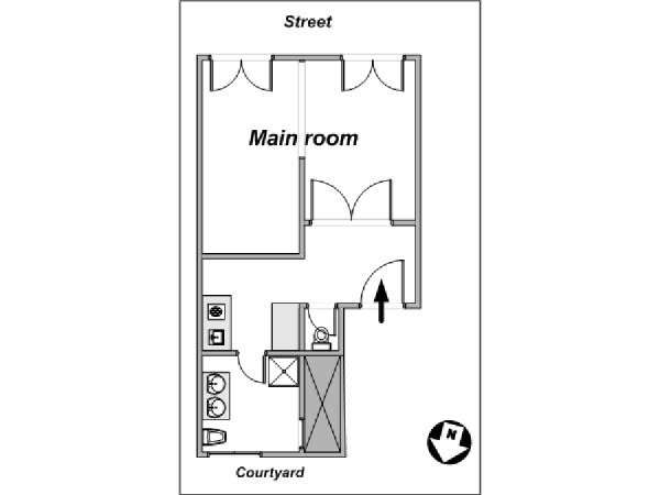 Paris Alcove Studio accommodation - apartment layout (PA-3828) Paris Alcove Studio accommodation - apartment layout (PA-3828)