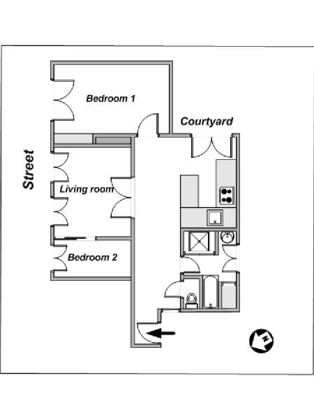 Paris 1 Bedroom accommodation - layout  (PA-3836)