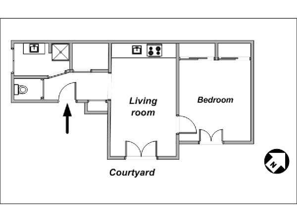 París 1 Dormitorio apartamento - esquema (PA-3839) París 1 Dormitorio apartamento - esquema (PA-3839)