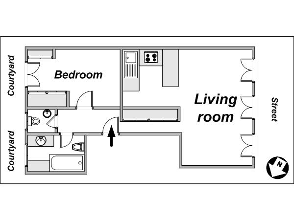 Paris T2 logements location appartements - plan schématique (PA-3847) Paris T2 logements location appartements - plan schématique (PA-3847)