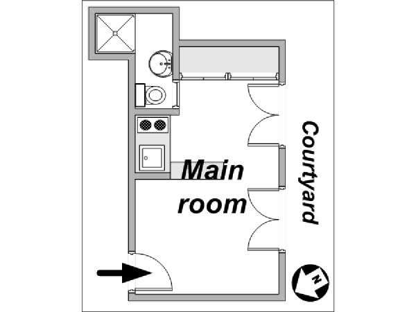 Paris Studio apartment - apartment layout  (PA-3854)
