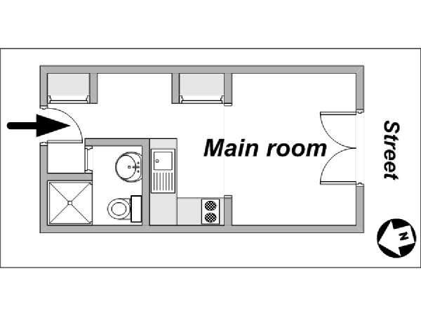 Paris Studio/T1 logements location appartements - plan schématique (PA-3858) Paris Studio/T1 logements location appartements - plan schématique (PA-3858)