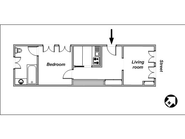 Paris 1 Bedroom apartment - layout  (PA-3869)