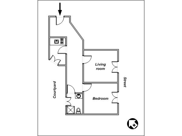 Par&iacute;s 1 Dormitorio apartamento - esquema  (PA-3883)
