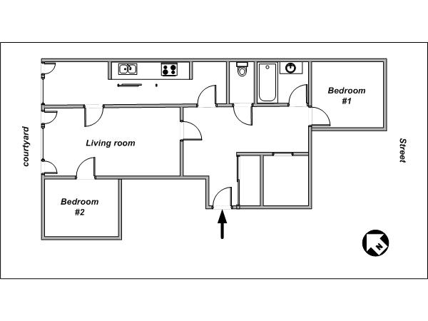 Paris 3 Zimmer wohnungsvermietung - layout  (PA-3884)