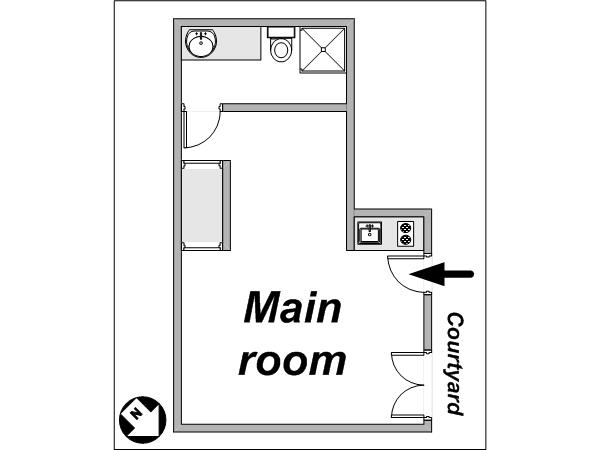 Paris Studio accommodation - layout  (PA-3887)