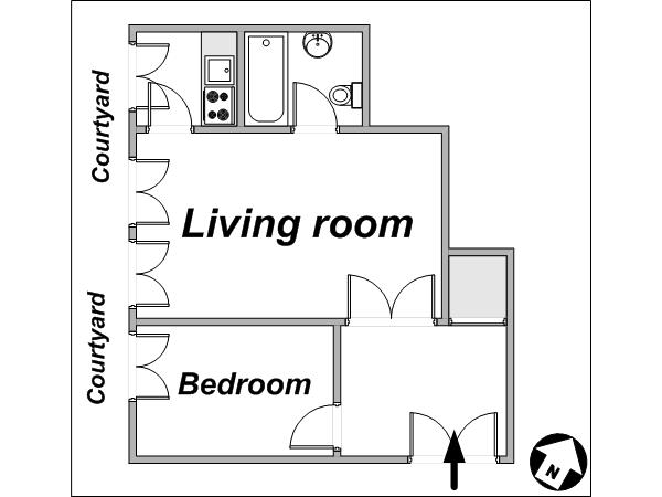 Paris 1 Bedroom accommodation - layout  (PA-3895)