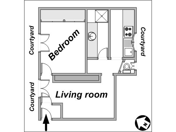 Paris 1 Bedroom apartment - layout  (PA-3899)