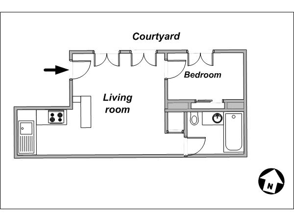 Paris 1 Bedroom apartment - layout  (PA-3904)