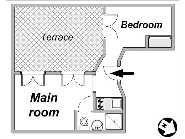 Paris 1 Bedroom accommodation - layout  (PA-3907)