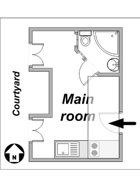 Paris Studio apartment - apartment layout (PA-3910) Paris Studio apartment - apartment layout (PA-3910)