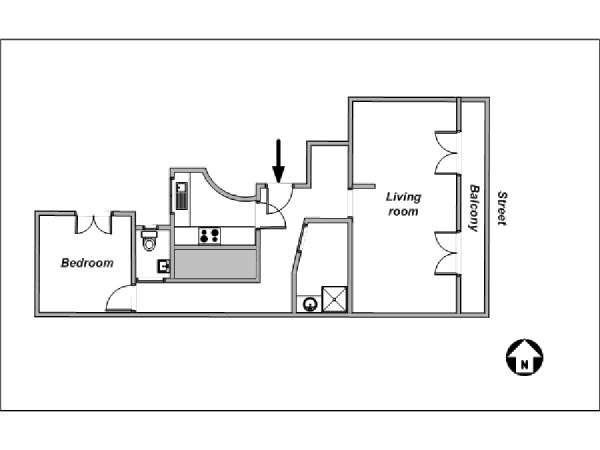 Paris T2 appartement location vacances - plan sch&eacute;matique  (PA-3915)