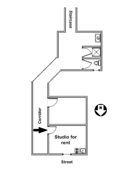 Paris Studiowohnung wohnungsvermietung - layout 1 (PA-3917) Paris Studiowohnung wohnungsvermietung - layout 1 (PA-3917)