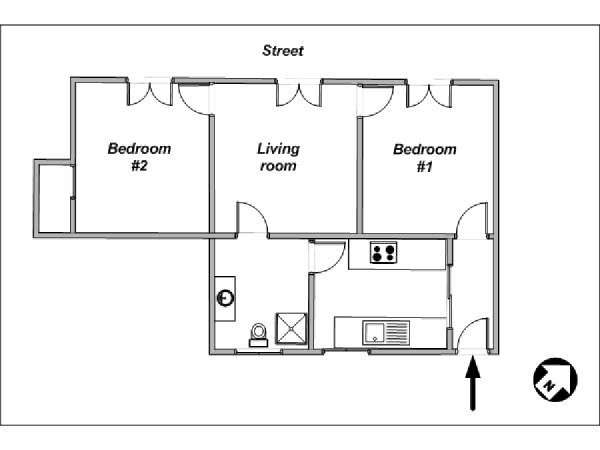 Paris 2 Bedroom apartment - layout  (PA-3921)