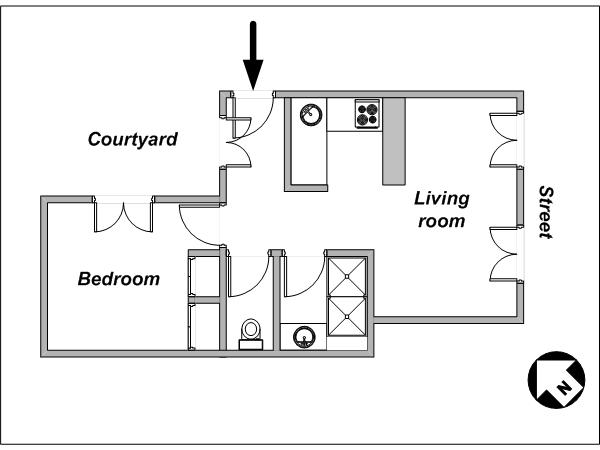 Paris 2 Zimmer ferienwohnung - layout  (PA-3923)