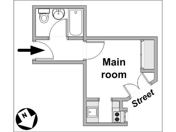 Parigi Monolocale appartamento - piantina approssimativa dell' appartamento  (PA-3926)