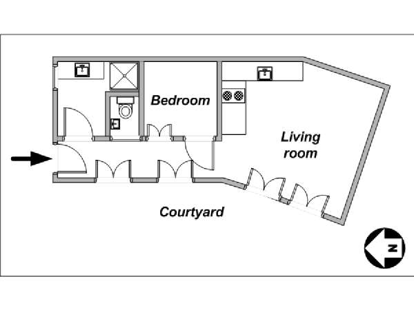 Paris 1 Bedroom apartment - layout  (PA-3934)