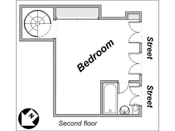 Parigi 1 Camera da letto - Duplex appartamento - piantina approssimativa dell' appartamento 2 (PA-3935)