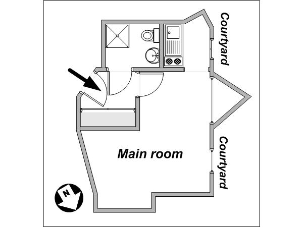 Paris Studio T1 appartement location vacances - plan schématique (PA-3937) Paris Studio T1 appartement location vacances - plan schématique (PA-3937)