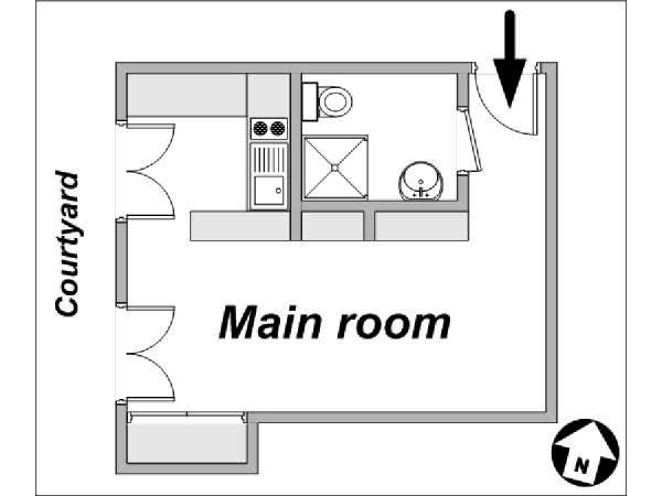 Paris Studio T1 appartement location vacances - plan schématique (PA-3938) Paris Studio T1 appartement location vacances - plan schématique (PA-3938)