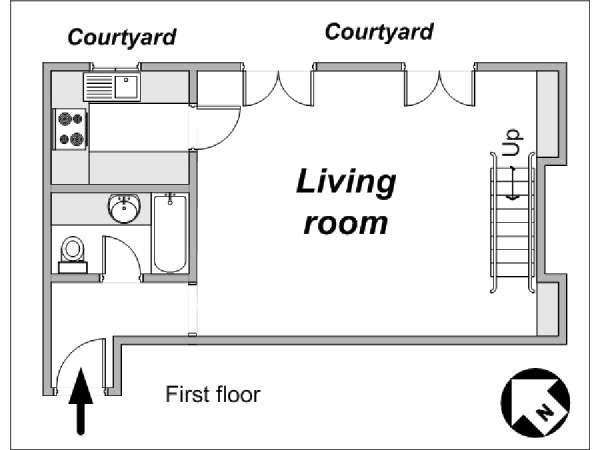 Paris T3 - Duplex appartement location vacances - plan sch&eacute;matique 1 (PA-3945)